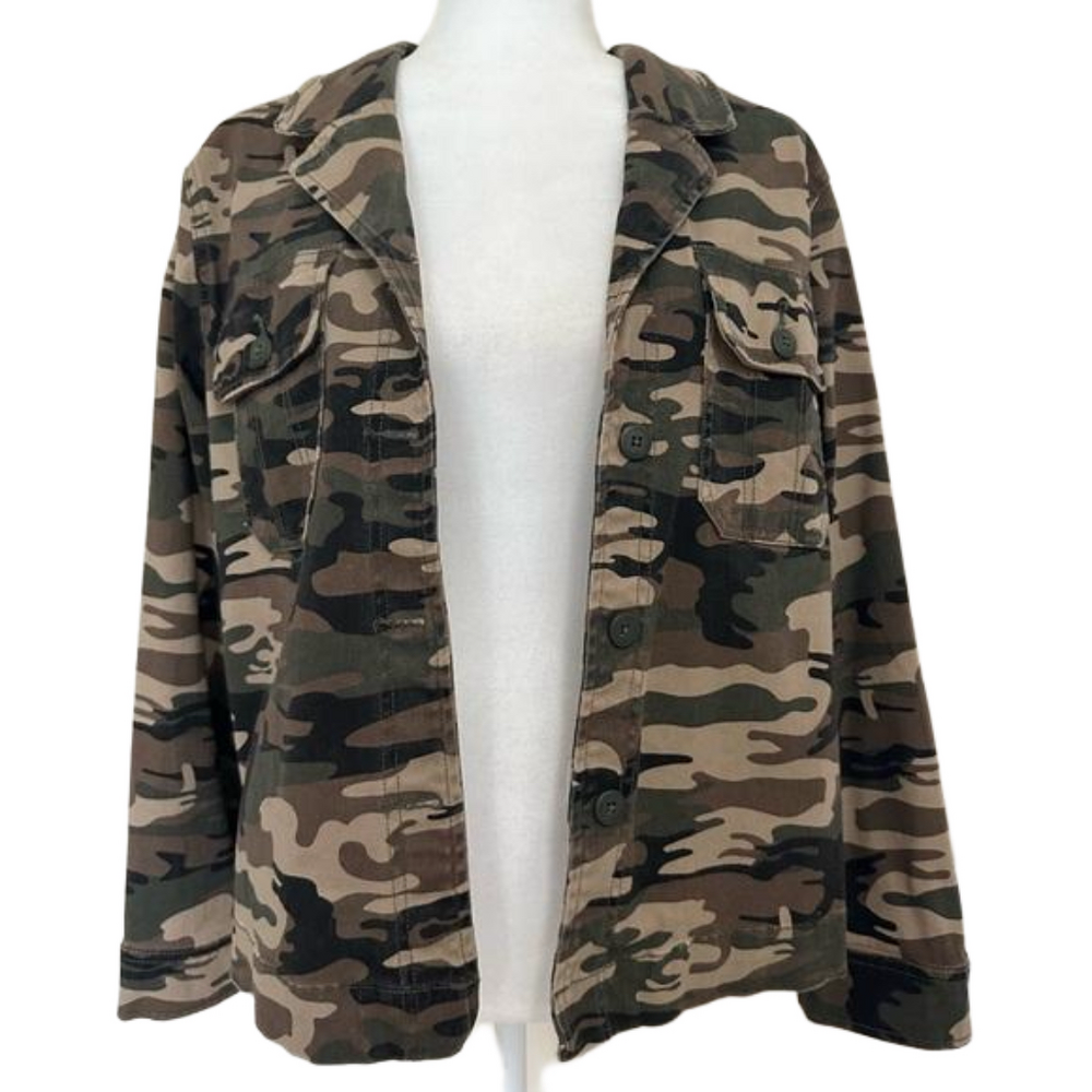 Sanctuary Camo Denim Jacket with Breast Pockets
